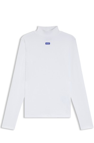 Bombažna majica z dolgimi rokavi in modrim logotipom