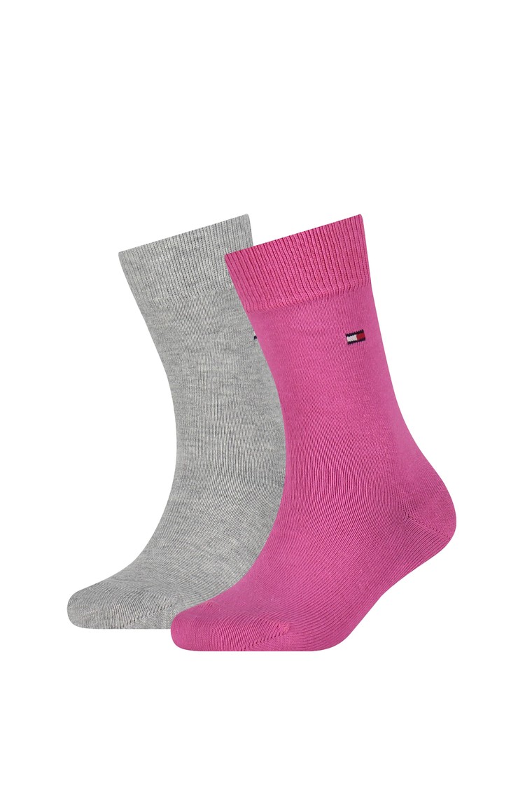 TOMMY HILFIGER Paket 2 parov klasičnih otroških nogavic Večbarvna - Grey/Pink 