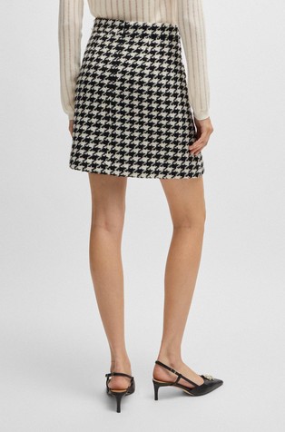 HUGO BOSS Houndstooth mini skirt with decorative buttons Black/White 2