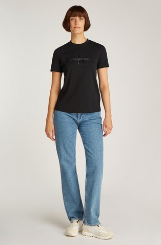 CALVIN KLEIN Glossy Monogram Regular Tee Black 3