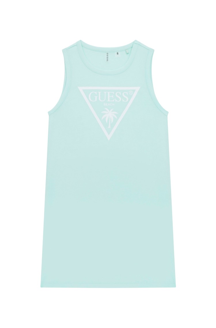 GUESS Logo sleeveless cotton dress Mint Hint 