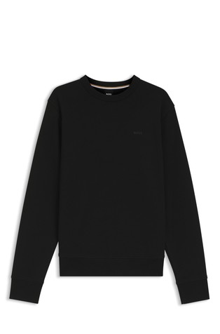 Bombažen pulover s frotirano notranjostjo in logo detajlom