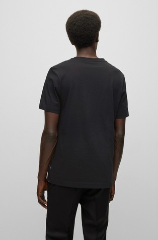 HUGO BOSS Regular fit bombažna majica z logotipom Črna - Black 2