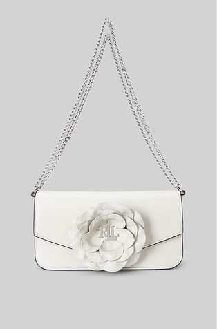 Flower-Trim Leather Sawyer Medium Bag