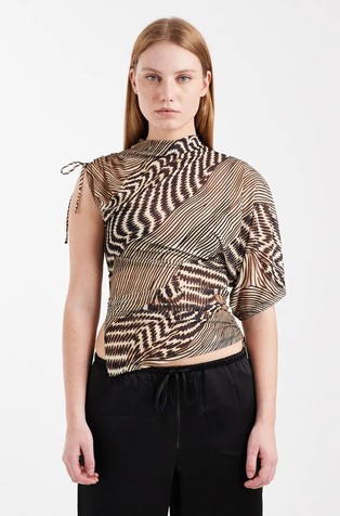 TSBIANCA mesh one sleeve top