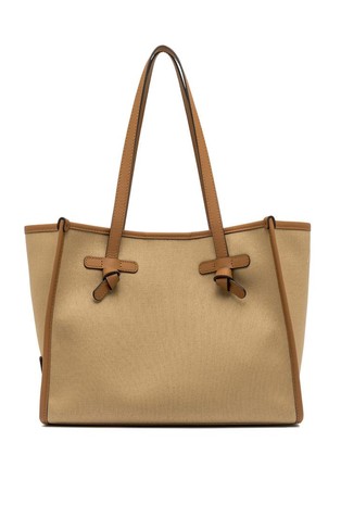 Marcella Original platnena tote torba z usnjenimi obrobami