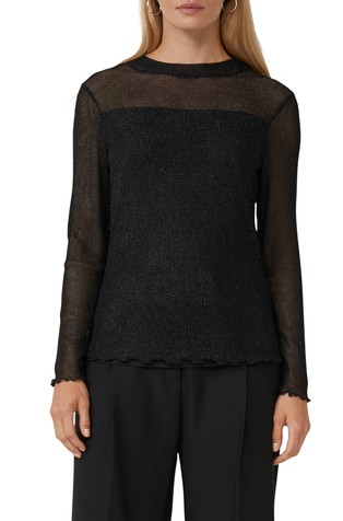 Svetleča majica s prosojnimi dolgimi rokavi