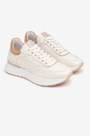 NEROGIARDINI Usnjene superge Bela - White/Beige 2