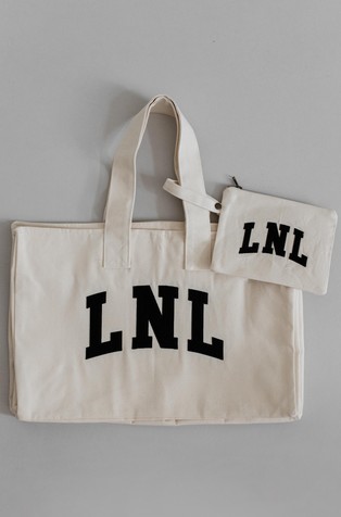 LNL oversized shopper zipper and cosmetic bag