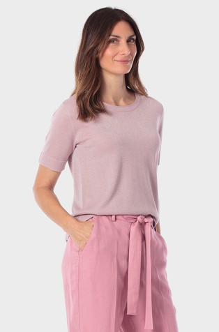 Viscose-blend knit tee with lurex