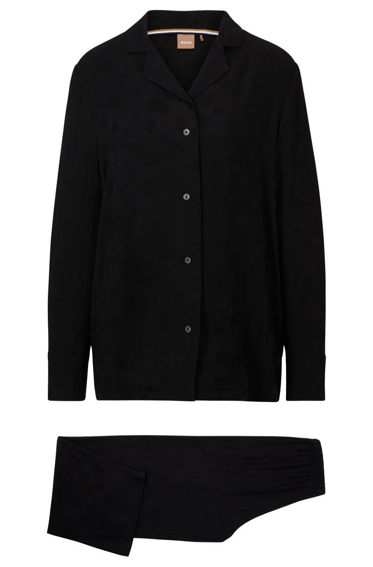 HUGO BOSS Monogram-jacquard pyjamas in satin Black 