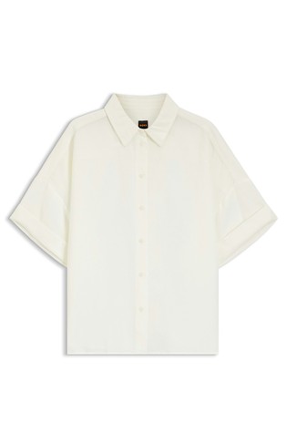 Regular-fit blouse in linen and viscose