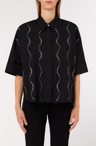 Shirt with bejewelled appliqués