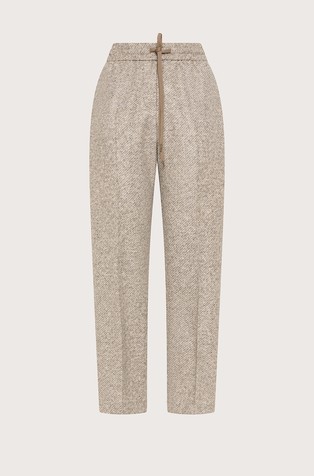 Elastic waistband melange trousers
