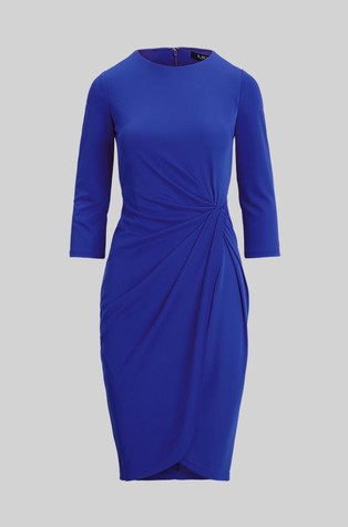 RALPH LAUREN Obleka z zavitim detajlom iz raztegljivega jerseya Modra - New Sapphire 5