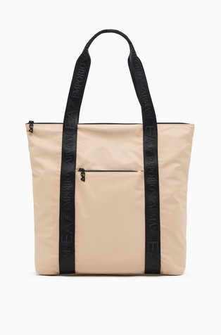 Technical-fabric shopper bag with logo tape