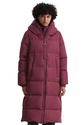 Dolga prešita vodoodbojna puhovka s kapuco