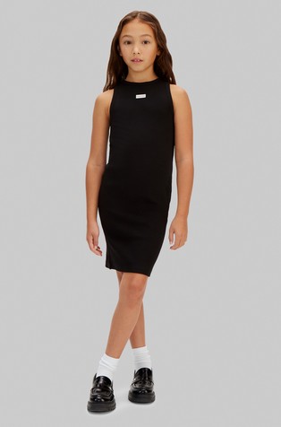 Slim fit rebrasta jersey obleka brez rokavov