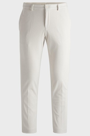 HUGO BOSS Slim fit hlače iz performance-stretch žameta Bež - Cream 4