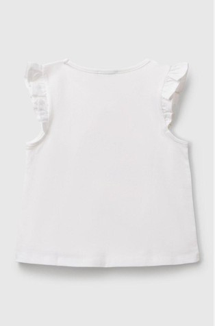 BENETTON Majica brez rokavov s potiskom in 3D detajlom Bela - White 2
