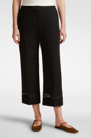Cotton blend trousers with embroidery