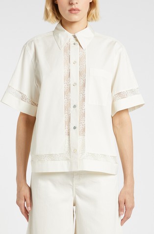 Monochrome srajca s kratkimi rokavi in čipkastimi vstavki