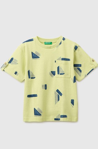 Vzorčasta majica iz lanene mešanice