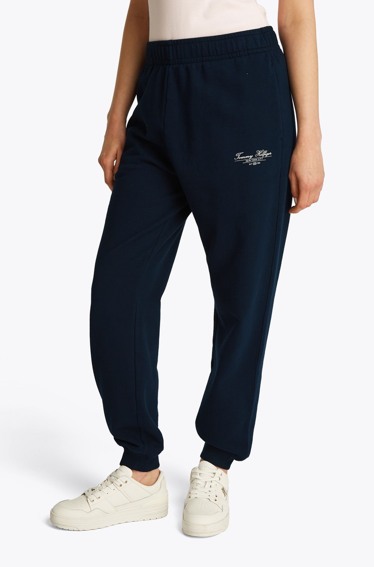 TOMMY HILFIGER Trenirka z reliefnim logotipom Modra - Dark Blue 