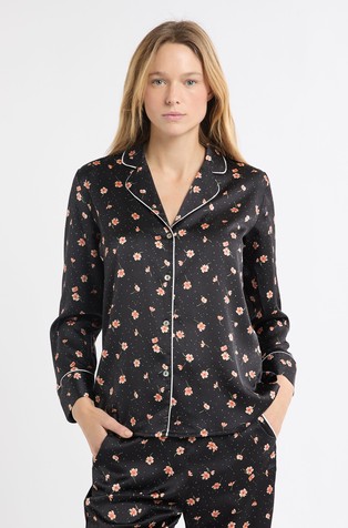 Medra satenast zgornji del pižame z vzorcem