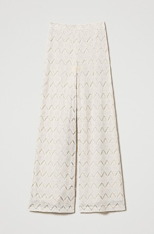TWINSET Macramé lace wide leg trousers Delicate Beige 2
