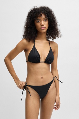 HUGO BOSS Bikini spodnji del kopalk z logo vrvicami Črna - Black 3