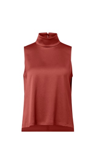 Blouse top with stand-up collar in satin