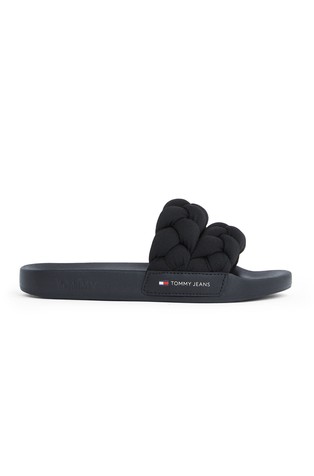 TOMMY HILFIGER Natikači s prepletenim zgornjim delom Črna - Black 3