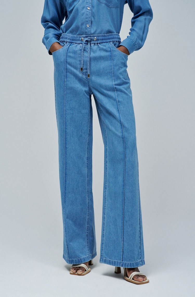SALSA JEANS Široke jeans hlače z elastičnim pasom iz lahkega denima Modra - Blue 