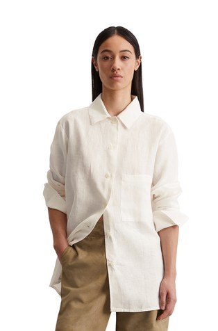 Relaxed fit dolga lanena srajca
