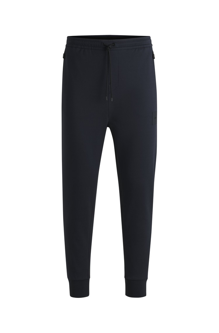 HUGO BOSS Stretch-cotton-blend tracksuit bottoms with logo patch Dark Blue 