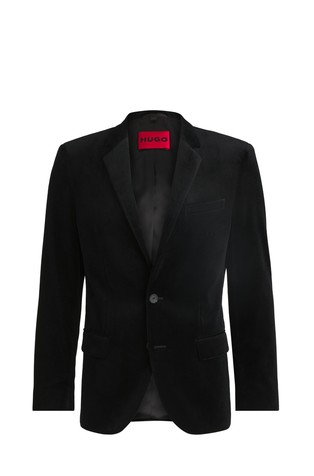 Slim-fit jacket in cotton velvet