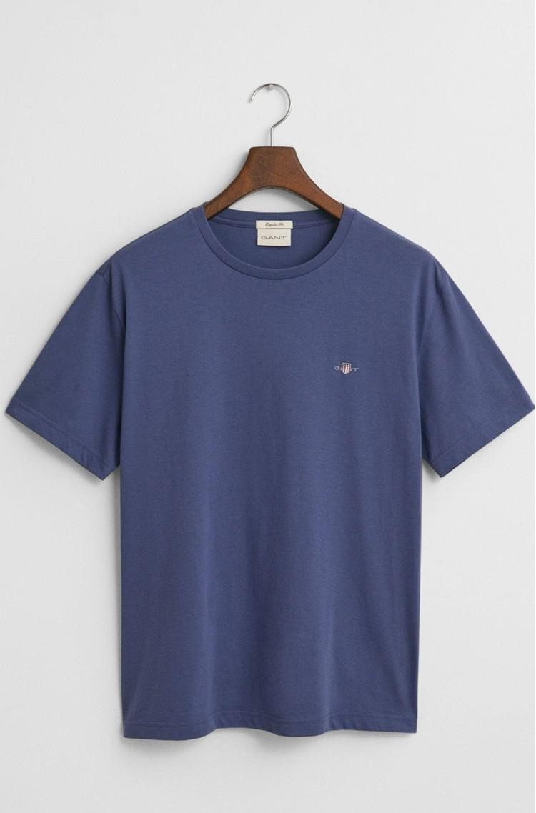 GANT Regular fit majica z vezenim logotipom Modra - Dusty Navy 