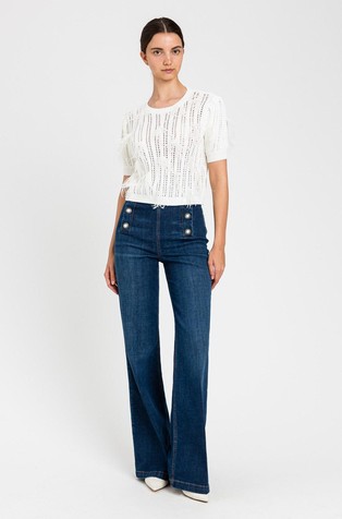 Luknjičasto pletena majica s perjem