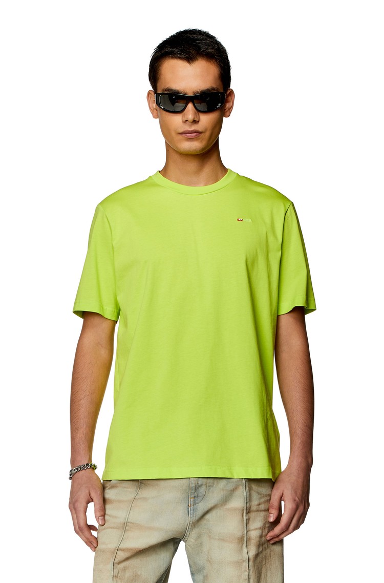 DIESEL Majica z vezenim mikro logotipom Zelena - Green Fluo 