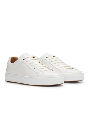 Leather cupsole trainers with logo details