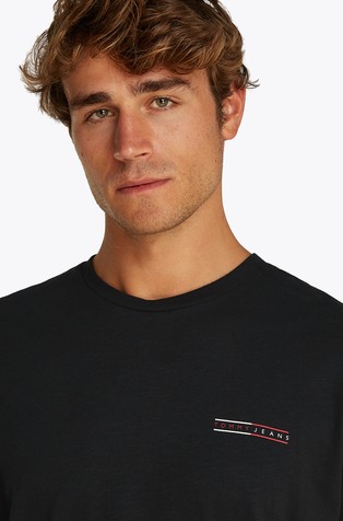 TOMMY HILFIGER Regular fit logo majica z neenakomerno zankasto teksturo Črna - Black 4
