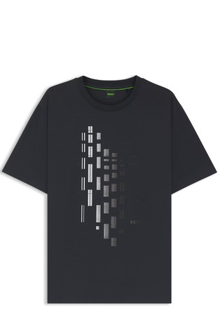 Stretch-cotton T-shirt with geometric print