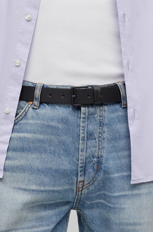 HUGO BOSS Italian-leather belt with logo keeper Black 5