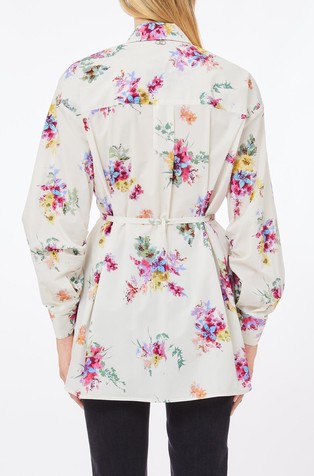 LIU JO Long cotton shirt with floral pattern White / Multi 2