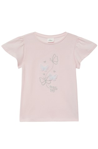 Majica z nabranimi kratkimi rokavi in aplikacijo