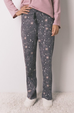 Cotton long trouser with print