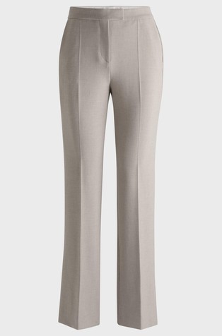 HUGO BOSS Hlače z visokim pasom in zvončastimi hlačnicami Siva - Grey 4