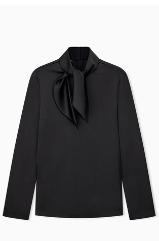 Blouse with tie bow detail on neck