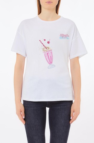 Printed T-shirt with rhinestones